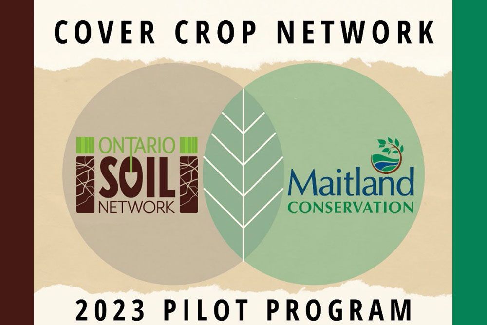 A photo of Ontario Soil Network and Maitland Conservation logos for Cover Crop Network 2023 Pilot Program.